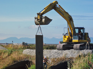 Coffer dam installation for site isolation at a culvert re-lining site.